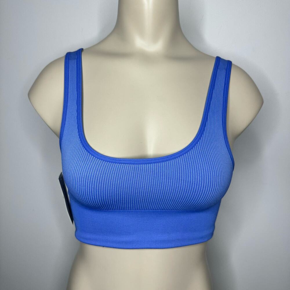 Outdoor Voices Women's Size XXS Seamless Ribbed Knit Longline Bra Blue NWT - Picture 3 of 9
